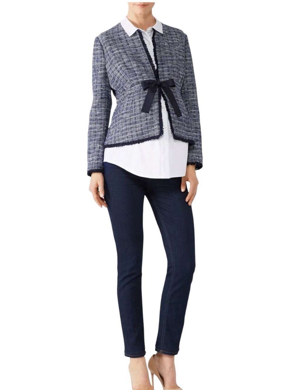 Seraphine The Work Edit Women's Fenella Tweed Maternity Jacket Blue Size 10